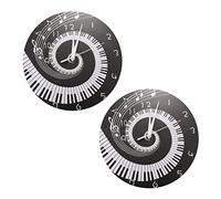 Gvvsjgdbis 2X Elegant Piano ClÉ Horloge Notes de Musique Vague Horloge Murale Moderne Ronde sans Batterie Acrylique Blanc