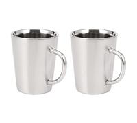 Gvvsjgdbis 2X Tasse à Café en Acier Inoxydable Cuivré de 340 ML Double Couches 304 Tasse de Thé Au Lait de RéSistance à Hautes Températures Argent