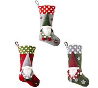 Gvvsjgdbis 3 Pièces Bas de Noël GNOME Santa Kit de Bas de Noël Ornements d'arbre de Noël pour Les Décorations à Suspendre de Noël de Vacances