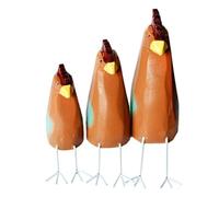 Gvvsjgdbis 3 Pièces D'Ornements d'animaux Artisanaux de Poulet Mignons pour la Décoration Intérieure, Artisanat en Bois