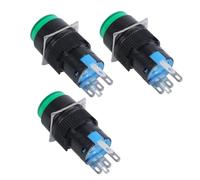 Gvvsjgdbis 3 x AC 250 V 5 A SPDT 1NO 1NC 5 broches Verrou Bouton poussoir Interrupteur W 220 V LED Lampe
