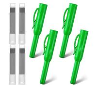 Gvvsjgdbis 4 Capuchons de Crayon de Charpentier Solides avec 24 Recharges, Outils de Marquage et de Traçage, Capuchon de Protection pour Crayon pour Construction, Architecte