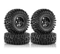 Gvvsjgdbis 4 Pièces 98 mm 1,9 Pouces Jantes en Métal avec Anneau de Verrouillage en Caoutchouc pour Voiture sur 1/10 RC TRX4 D90 D110 pour Axial SCX10, Noir
