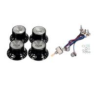 Gvvsjgdbis 5 pièces de guitare : 1 kit de faisceau de câbles de micros de guitare électrique Lp 2T2 V 500 K Pots 3 voies avec jack et 4 boutons de guitare 2 volumes et 2 tons Argenté