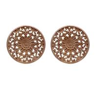 Gvvsjgdbis 6X Appliques en Bois Rond de Sculpture de Fleurs Sculptées pour Décalque de Moulures en Bois Non-Peintes Meuble Armoire Figurine Décorative 15x15x0.8cm