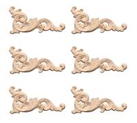 Gvvsjgdbis 6X Décalque en Bois Sculpté Coin Onlay Applique Décoration Murale 12 x 6cm Non Peint