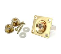 Gvvsjgdbis Accessoires 3 pièces : 1 plaque jack carrée pour guitare basse, prise jack d'entrée 1/4 et 2 boutons de sangle avec vis de montage pour guitare, mandoline