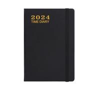 Gvvsjgdbis Agenda de poche 2024, semainier et mensuel avec poche, fermeture élastique, pages de notes, onglets mensuels, facile à utiliser, environ 21,3 x 14,8 cm, noir