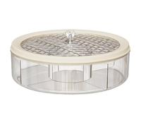 Gvvsjgdbis Assiette à fruits transparente de luxe avec couvercle, grande capacité, boîte de rangement divisée pour collation et fruits secs