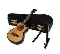 Gvvsjgdbis B-Guitare miniature en bois avec support et étui - Mini instrument de musique miniature - Maison de poupée - Décoration d'intérieur