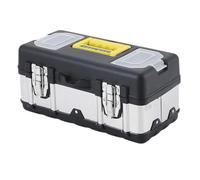 Gvvsjgdbis Boîte à outils portable de grande capacité, boîte de rangement pour la maison, la voiture, 43,2 cm, boîte à outils en acier inoxydable
