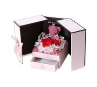 Gvvsjgdbis Boîte cadeau rose à double porte pour la Saint Valentin Boîte à bijoux Motif ours Rouge