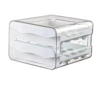 Gvvsjgdbis Boîte de rangement à œufs à 2 couches pour réfrigérateur - Organiseur de tiroir en plastique pour conserver la fraîcheur - Étagère de cuisine de grande capacité - Blanc
