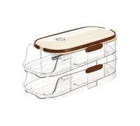 Gvvsjgdbis Boîte de rangement pour œufs à double rangée, réfrigérateur de cuisine, boîte à œufs à porte latérale, étagère à œufs roulante transparente, A