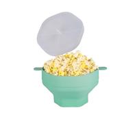 Gvvsjgdbis Bol à pop-corn en silicone, machine à pop-corn pliable, bol avec couvercle, outil de cuisson pliable pour pop-corn, cyan