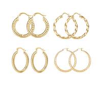 Gvvsjgdbis Boucles D'Oreilles CréOles pour Femme Boucles D'Oreilles CréOles en Forme de Larme Ensemble de Boucles D'Oreilles en ou 4 Paires