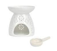 Gvvsjgdbis Brûleur à huile essentielle en céramique, motif étoiles, bougie creuse sculptée en céramique