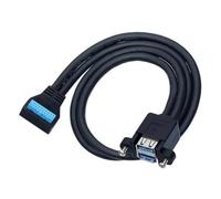 Gvvsjgdbis Câble adaptateur USB 3.0 19/20 broches vers double port USB-A femelle à angle 90 degrés vers carte mère câble d'extension interne A