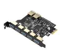 Gvvsjgdbis Carte d'extension PCI-E USB 3.0 7 ports avec connecteur d'alimentation 15 broches PCIE X1 Adaptateur USB3.0 5 Gbps