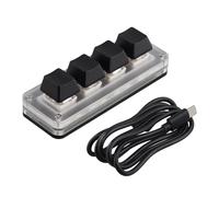 Gvvsjgdbis Clavier de programmation USB macro personnalisé RVB 4 touches bouton de jeu mécanique Hot Swap clavier pour Photoshop Dessin