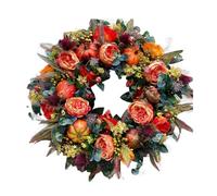 Gvvsjgdbis Couronne d'automne de 45 cm pour porte d'entrée extérieure, avec baies de citrouille, convient pour Halloween, Thanksgiving