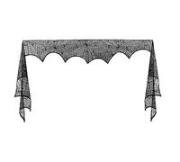 Gvvsjgdbis Écharpe de cheminée d'Halloween en toile d'araignée, dentelle noire, couverture de manteau de cheminée, décoration d'intérieur gothique, durable