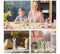 Gvvsjgdbis Ensemble de 8 Figurines de Lapins en Bois - Figurines Non Finies à Peindre pour l'art