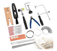 Gvvsjgdbis Ensemble d'outils de bijoutier avec bague de serrage en acier, mandrin, baguier, marteau en caoutchouc pour la fabrication de bijoux et la réparation