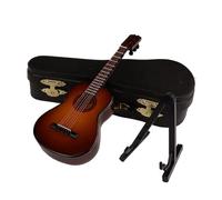 Gvvsjgdbis Guitare miniature E-bois avec support et étui - Mini instrument de musique miniature - Maison de poupée - Décoration d'intérieur - Facile à installer et à utiliser