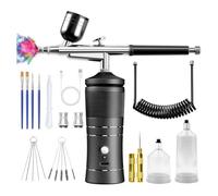 Gvvsjgdbis Kit aérographe avec compresseur, 48 psi, haute pression, buse de 0,3/0,5 mm et brosse de nettoyage
