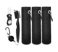 Gvvsjgdbis Kit de nettoyage de club de golf, 3 serviettes de golf, brosse de nettoyage de club de golf, outil de réparation de divot de golf, kit de nettoyage de club de golf, facile à installer et à