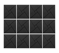 Gvvsjgdbis Lot de 12 panneaux acoustiques en mousse avec autocollants, 30,5 x 30,5 x 1 cm, carreaux insonorisants pour murs, noir