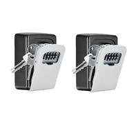 Gvvsjgdbis Lot de 2 boîtes à clés murales à combinaison à 4 chiffres pour l'extérieur Capacité de 5 clés (gris)