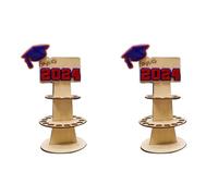 Gvvsjgdbis Lot de 2 boîtes cadeau pour remise de diplôme 2024 - Faciles à installer et à utiliser - Lettres rouges - Chapeau bleu