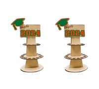 Gvvsjgdbis Lot de 2 boîtes cadeau pour remise de diplôme 2024 - Faciles à installer et à utiliser - Lettrage orange chapeau vert