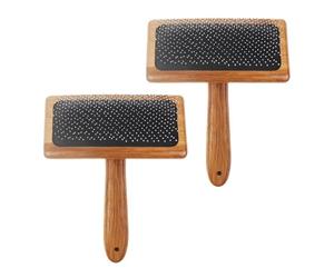 Gvvsjgdbis Lot de 2 cartes en laine, peigne à carder en laine, peigne à coussin d'air en bambou
