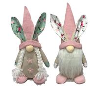 Gvvsjgdbis Lot de 2 décorations de Pâques, nains de Pâques, nains de printemps en peluche, poupées suédoises en peluche, lapins de Pâques