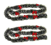 Gvvsjgdbis Lot de 2 guirlandes de rubans de 2 m pour décoration de réveillon de Noël, décoration de cuisine, accessoire de décoration - Rouge