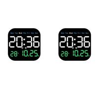 Gvvsjgdbis Lot de 2 horloges murales numériques avec affichage de la température, de la date, de la semaine, horloge de table électronique 12/24 h à LED, réveil à distance, A