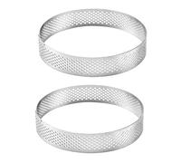 Gvvsjgdbis Lot de 2 moules ronds en acier inoxydable pour gâteau, mousse, tartelette, pizza, dessert, décoration de cuisine, outil de cuisson 20 cm