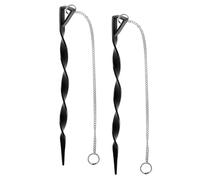 Gvvsjgdbis Lot de 2 piquets de chaîne de pluie en fer robuste de 33 cm d'ancrage en spirale avec revêtement en poudre noire pour chaînes de pluie