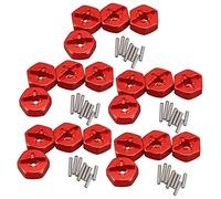 Gvvsjgdbis Lot de 20 adaptateurs hexagonaux de moyeu de roue en alliage d'aluminium 12 mm pour 144001 1/14 RC pièces de rechange de voiture, rouge