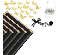 Gvvsjgdbis Lot de 20 feuilles de papier cadeau pour bouquet de fleurs, fournitures de fleuriste avec 48 papillons dorés 3D