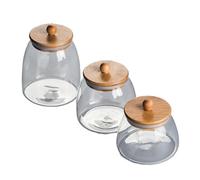 Gvvsjgdbis Lot de 3 bocaux en verre scellés avec couvercle en bois - Grande capacité - Bocaux de conservation scellés - Conteneur alimentaire - Thé - Bonbons - Cuisine - Bouteille de stockage en verre