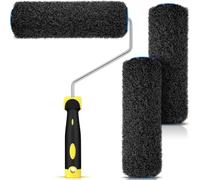Gvvsjgdbis Lot de 3 housses de rouleau composé pour cloison sèche avec 1 cadre de rouleau de peinture, brosse à texture pour mastic, revêtement texturé