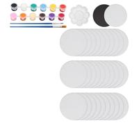 Gvvsjgdbis Lot de 30 mini panneaux de toile magnétiques de 6,6 cm avec ensemble de peinture ronde