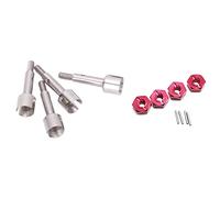 Gvvsjgdbis Lot de 4 essieux de roue en acier pour 144001 1/14 RC pièces de voiture tout-terrain, arrière et 1 ensemble pour combineur métallique 144001 1/14, rouge