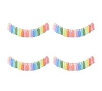 Gvvsjgdbis Lot de 4 guirlandes de 37 pompons arc-en-ciel pastel avec tapisserie perlée pour chambre à coucher, mur, salle de classe, chambre d'enfant