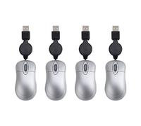 Gvvsjgdbis Lot de 4 mini souris filaires USB avec câble rétractable 1600 DPI (argenté)