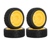 Gvvsjgdbis Lot de 4 pneus en caoutchouc de 68 mm pour XV01 XV02 TT01 TT02 PTG-2 1/10 RC - Pièces de mise à niveau de voiture de course jaune